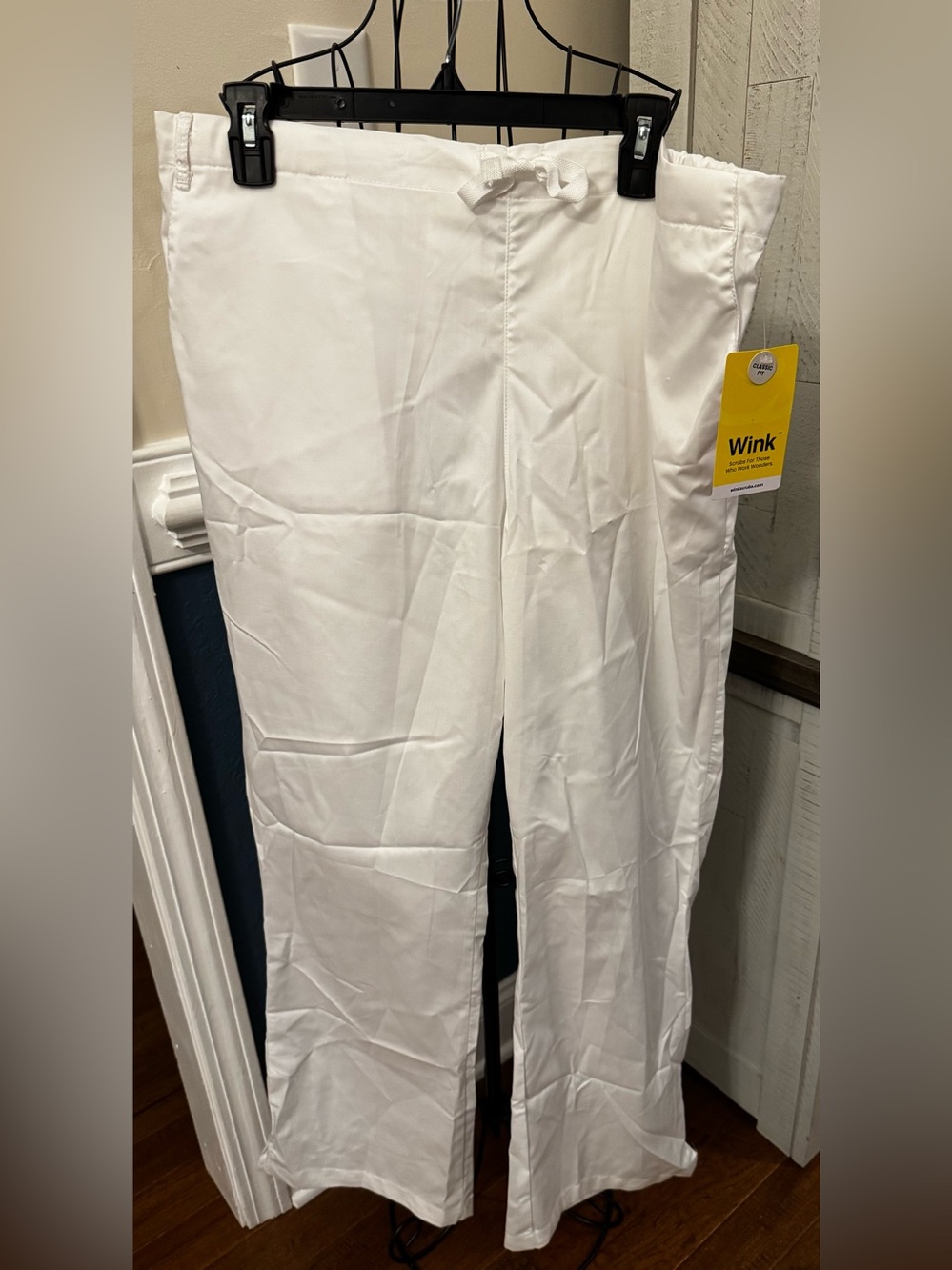 New Wonderwink Wink White Women Flare Scrub Pants Large L 502